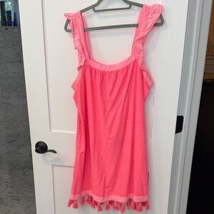 Vineyard Vines Hot Pink Sleeveless Dress with Ruffle Straps